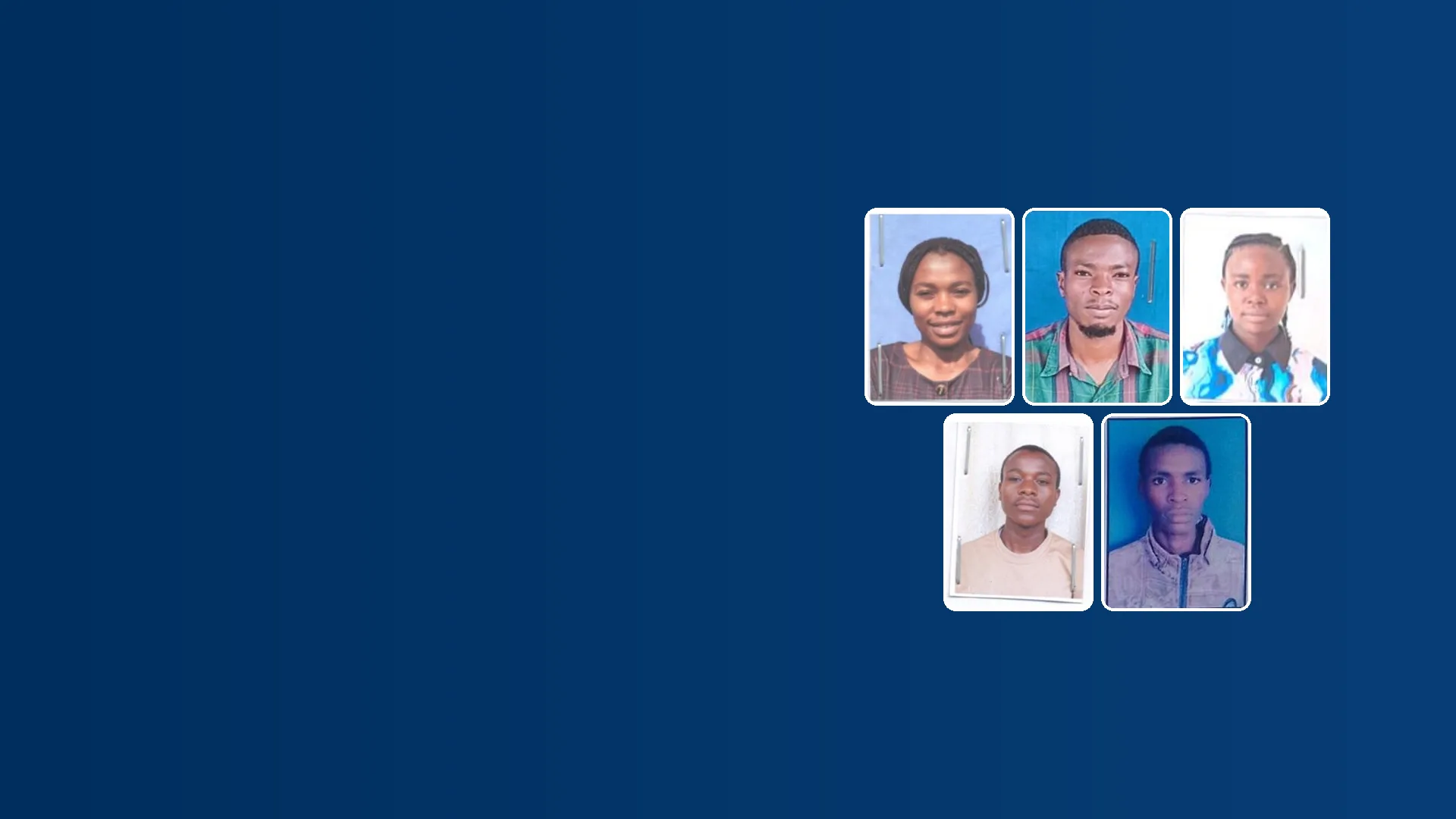 The five scholarship students: Lareine, Faustin, Chantal, Ruphin and Bienvenu