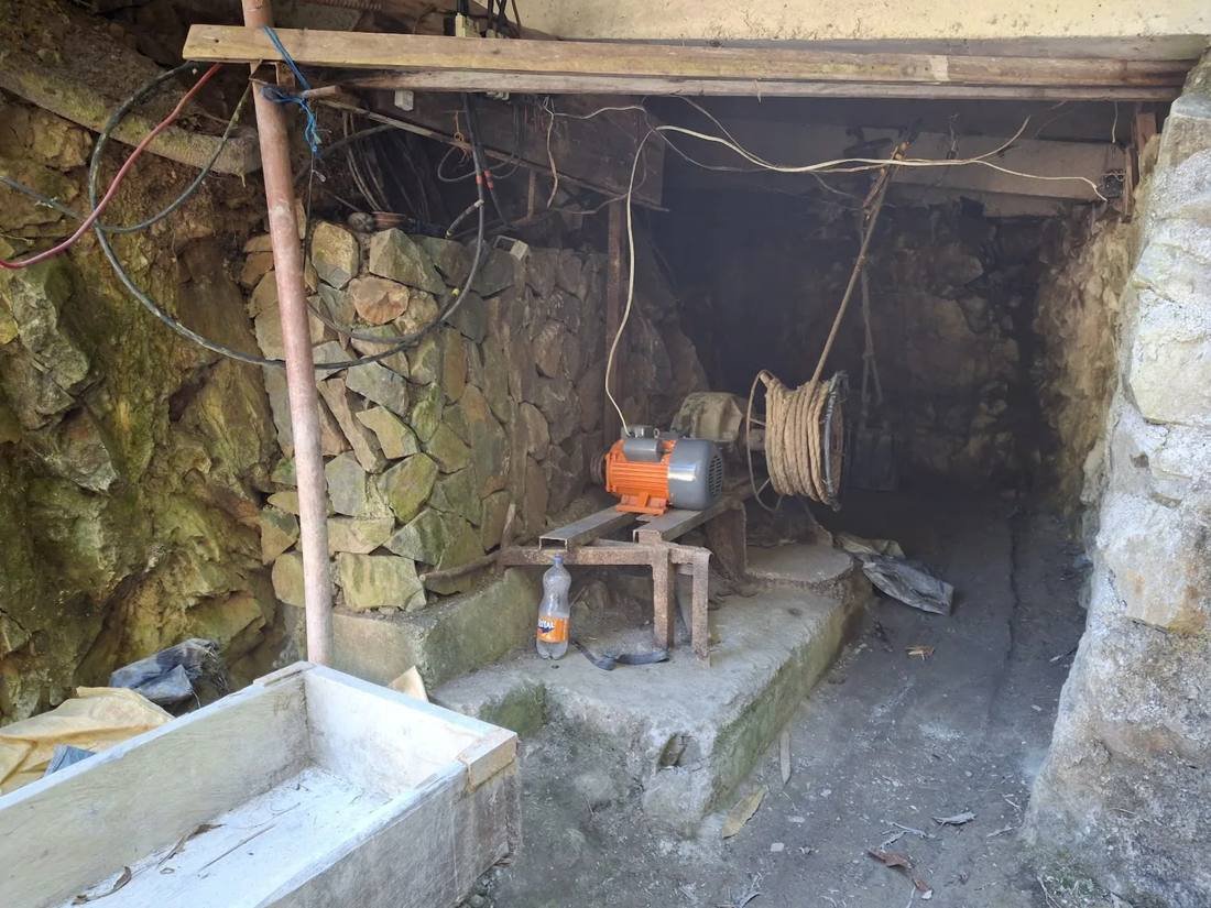 Ore-processing equipment inside a mine shed