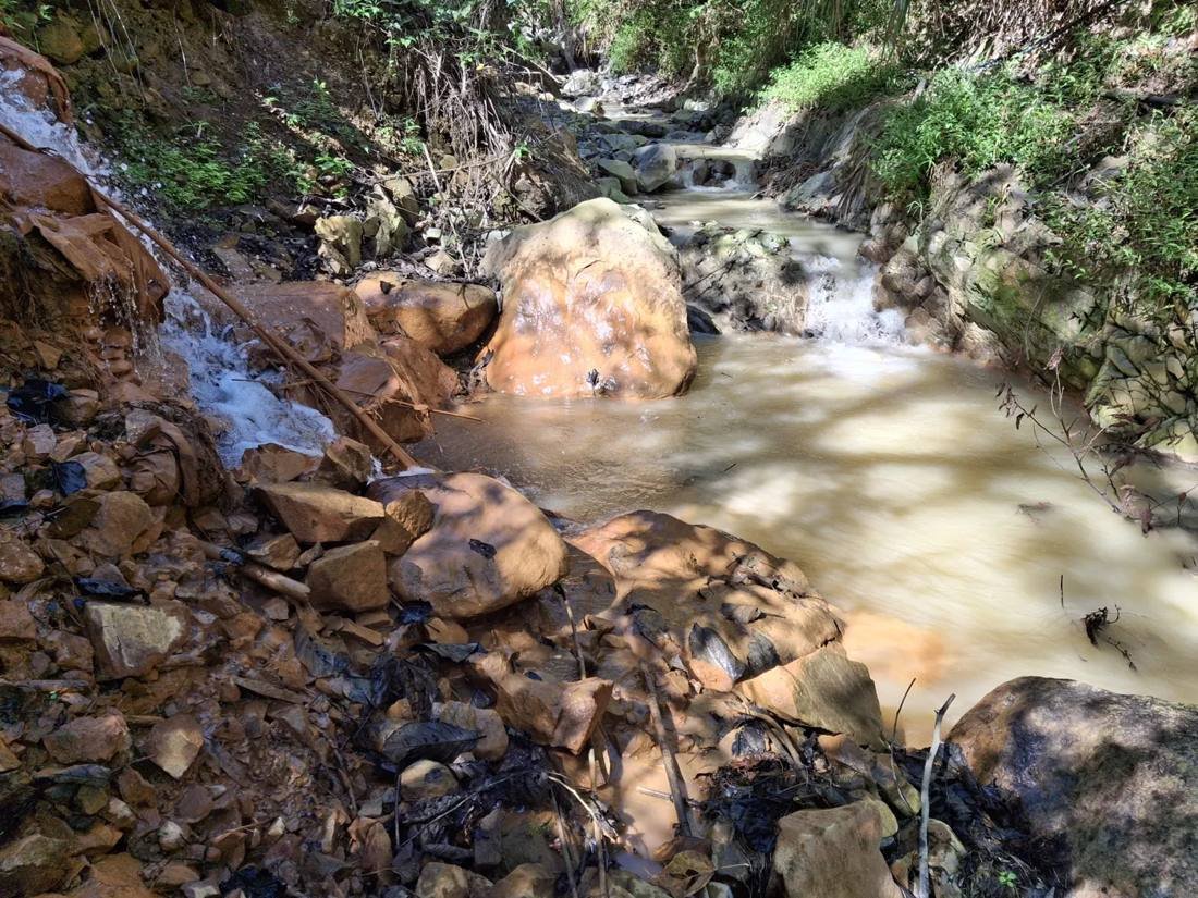 Mine drainage in a mountain stream