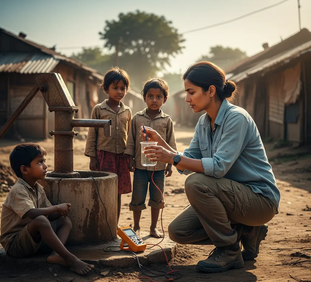 Water scientist conducting field testing