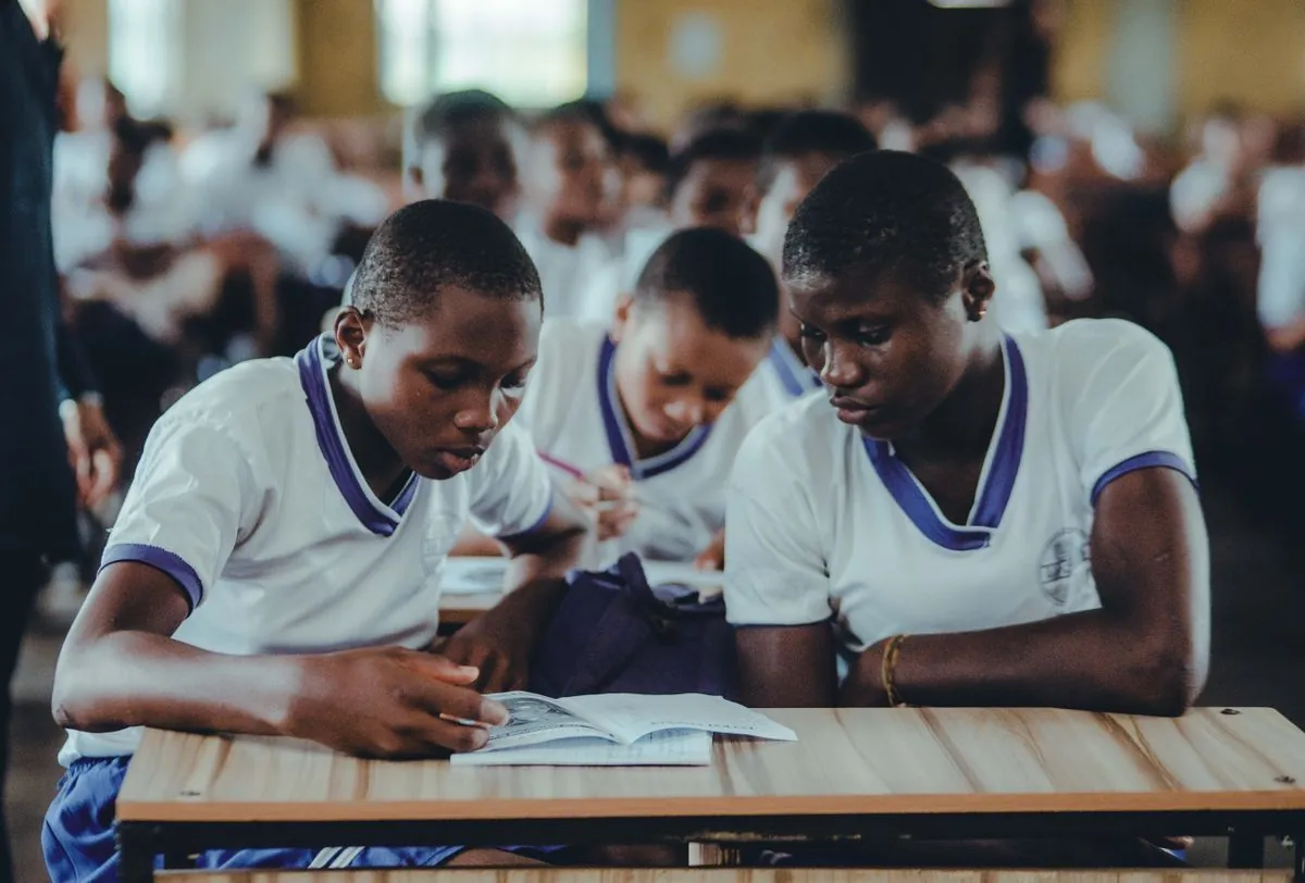 Students focused on their studies in class
